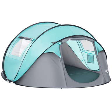 Outsunny 4 Person Pop Up Camping Tent 4 Man Tent Cosy Camping Co. Blue  
