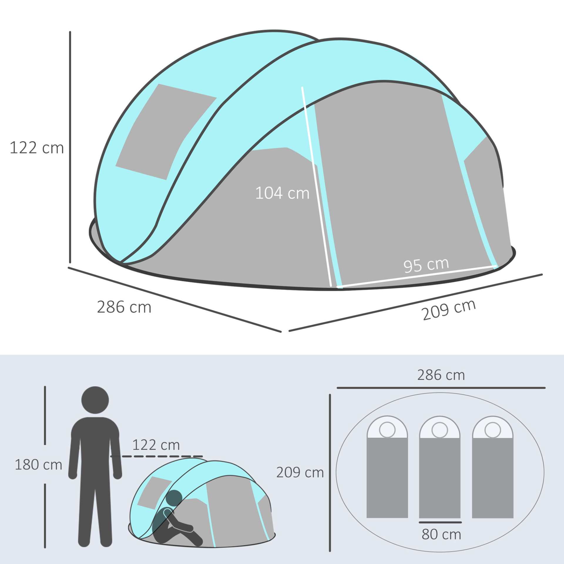 Outsunny 4 Person Pop Up Camping Tent 4 Man Tent Cosy Camping Co.   