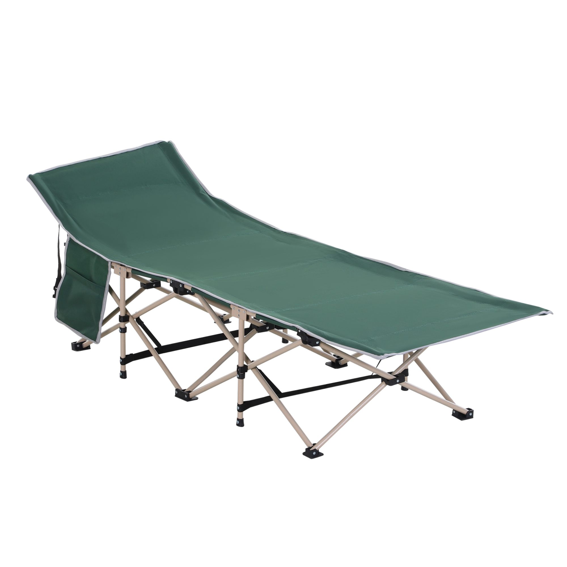 Outsunny Single Person Camping Bed Folding Cot - Green | Portable Military Sleeping Bed for Outdoor Adventures Sleeping Mats and Airbeds Cosy Camping Co. Green  