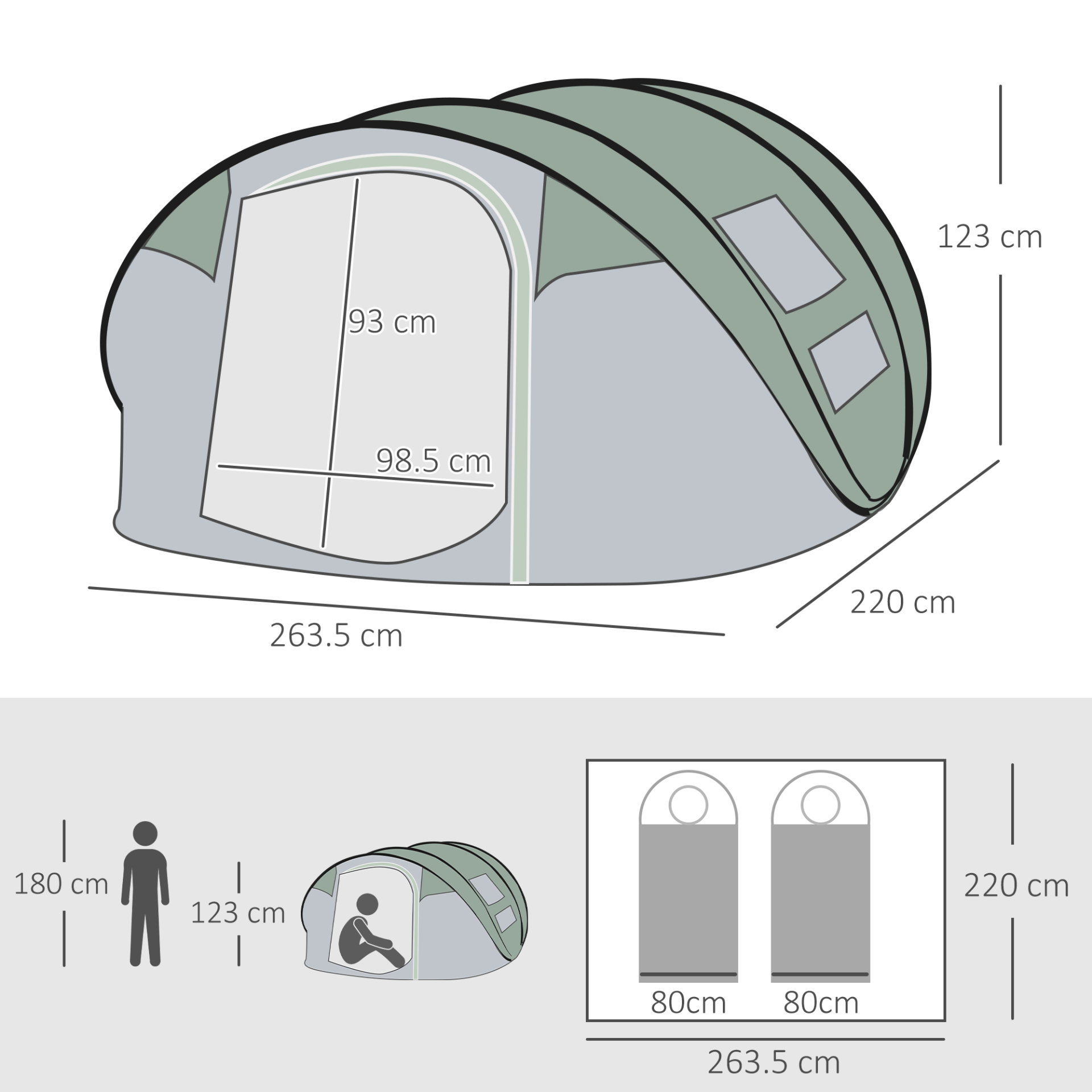 Outsunny 4-5 Person Pop-up 5 Man Tent Cosy Camping Co.   