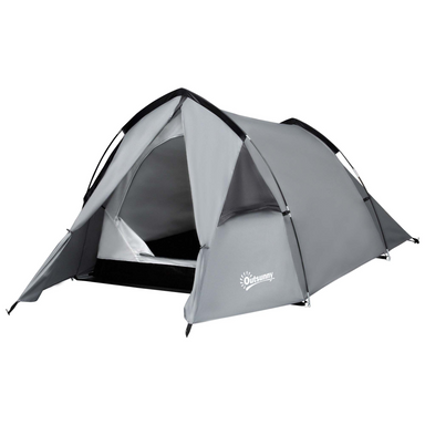 Outsunny 1-2 Man Camping Tunnel Tent 2 Man Tent Cosy Camping Co. Dark Grey  