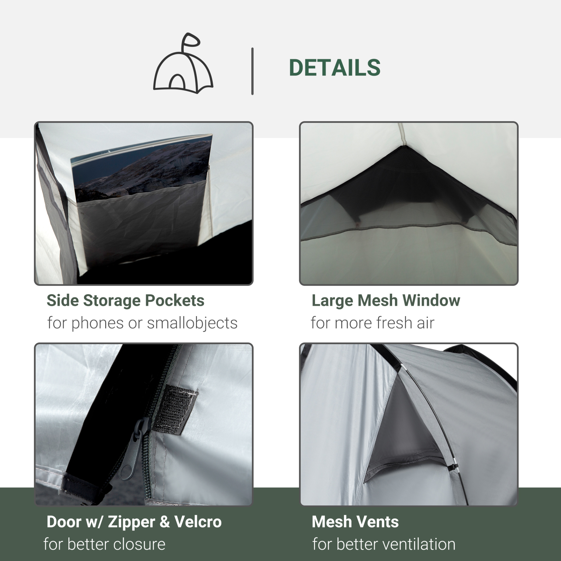Outsunny 1-2 Man Camping Tunnel Tent 2 Man Tent Cosy Camping Co.   