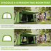 Outsunny Two Room Dome Tent w/ Porch for 4-8 Man | Camping Backpacking Shelter 8 Man Tent Cosy Camping Co.   