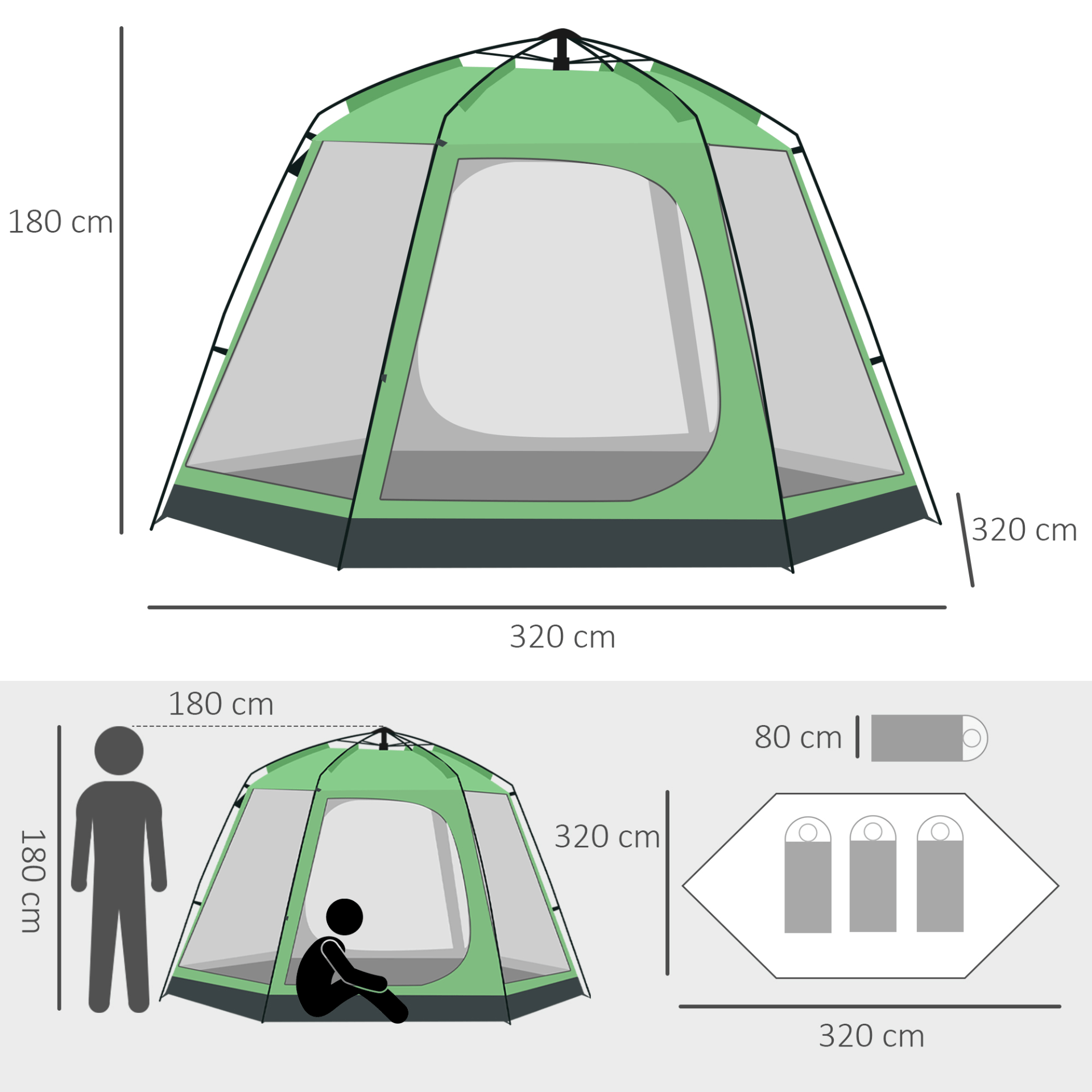 Outsunny 6 Person Pop Up 6 Man Tent Cosy Camping Co.   