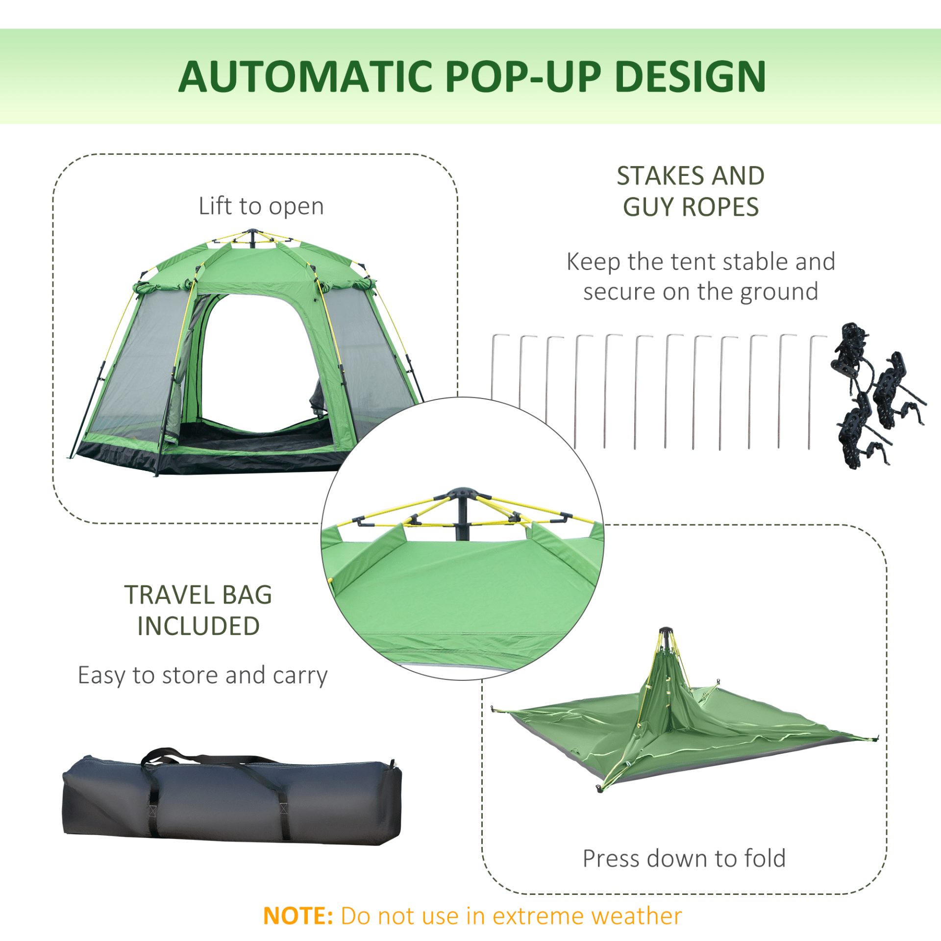 Outsunny 6 Person Pop Up 6 Man Tent Cosy Camping Co.   