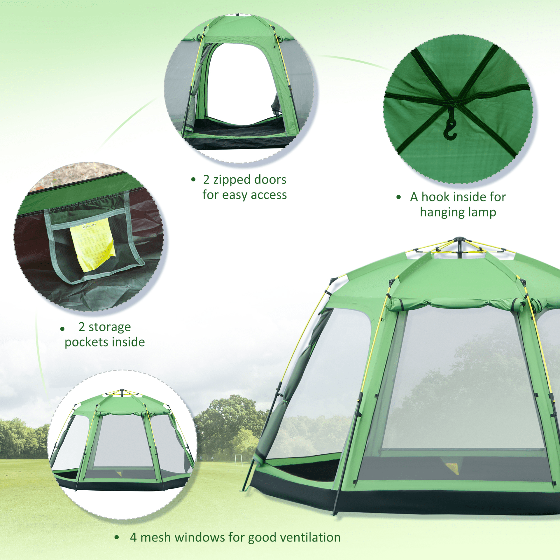 Outsunny 6 Person Pop Up 6 Man Tent Cosy Camping Co.   