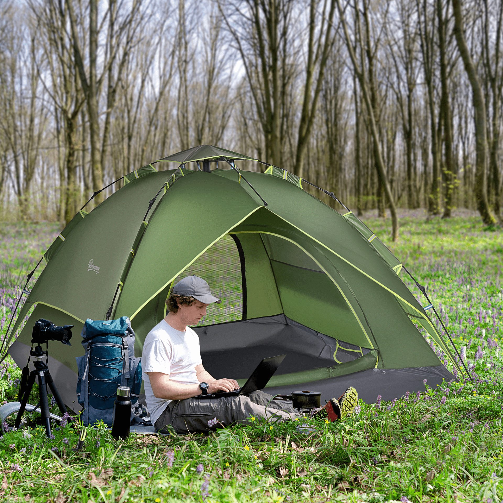 Outsunny 2 Person Pop Up Tent 2 Man Tent Cosy Camping Co.   