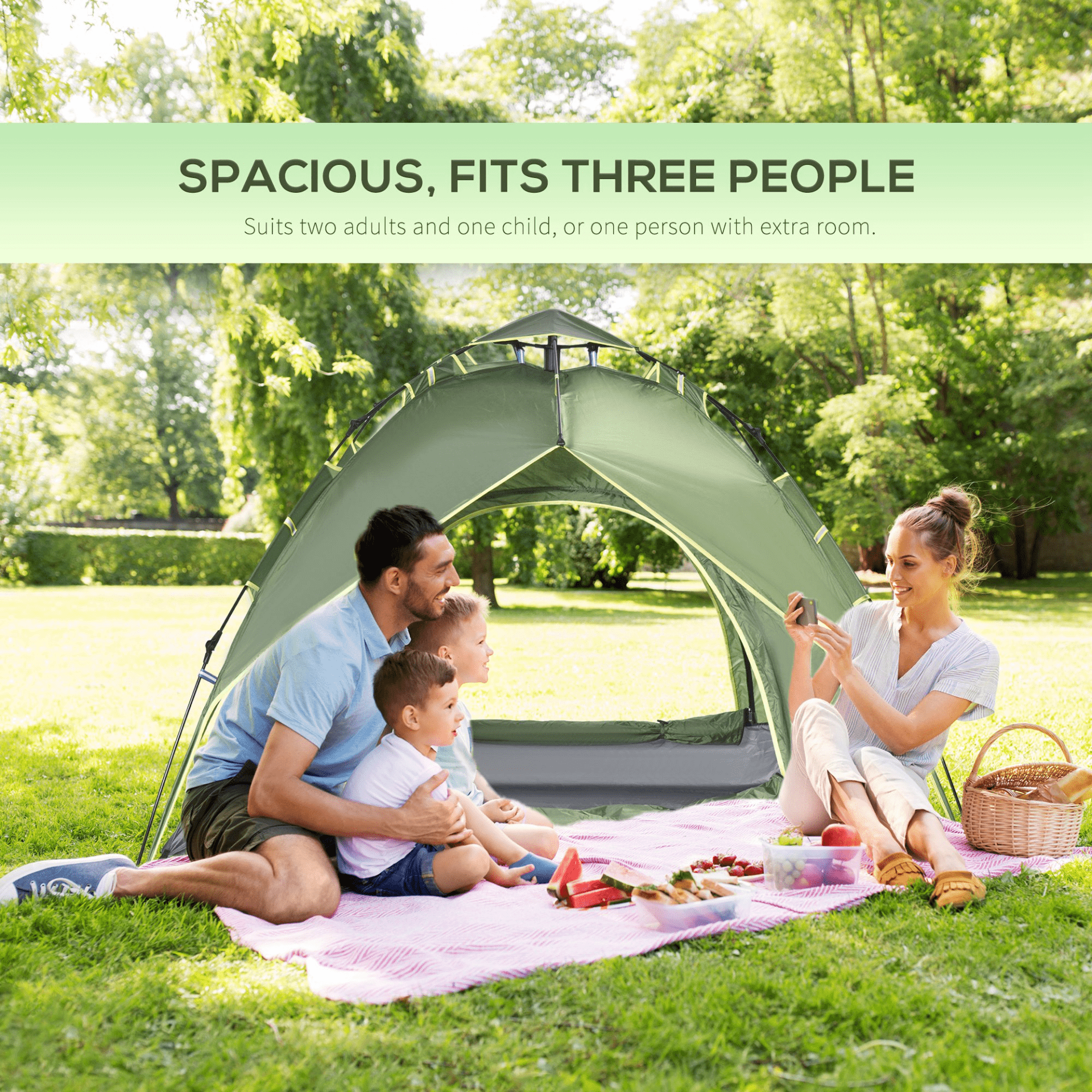 Outsunny 2 Person Pop Up Tent 2 Man Tent Cosy Camping Co.   