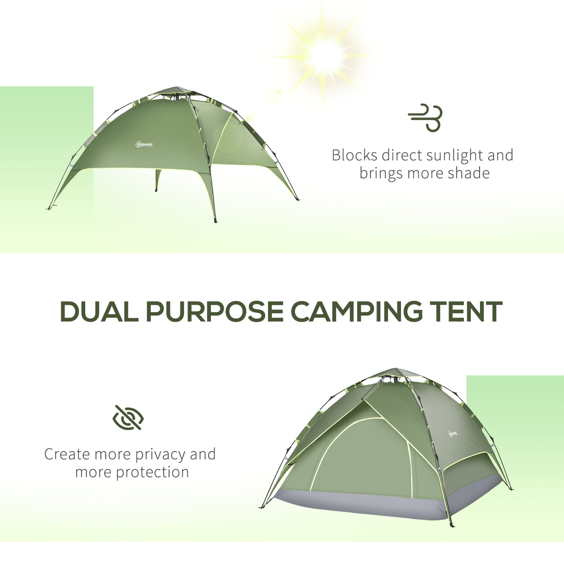 Outsunny 2 Person Pop Up Tent 2 Man Tent Cosy Camping Co.   