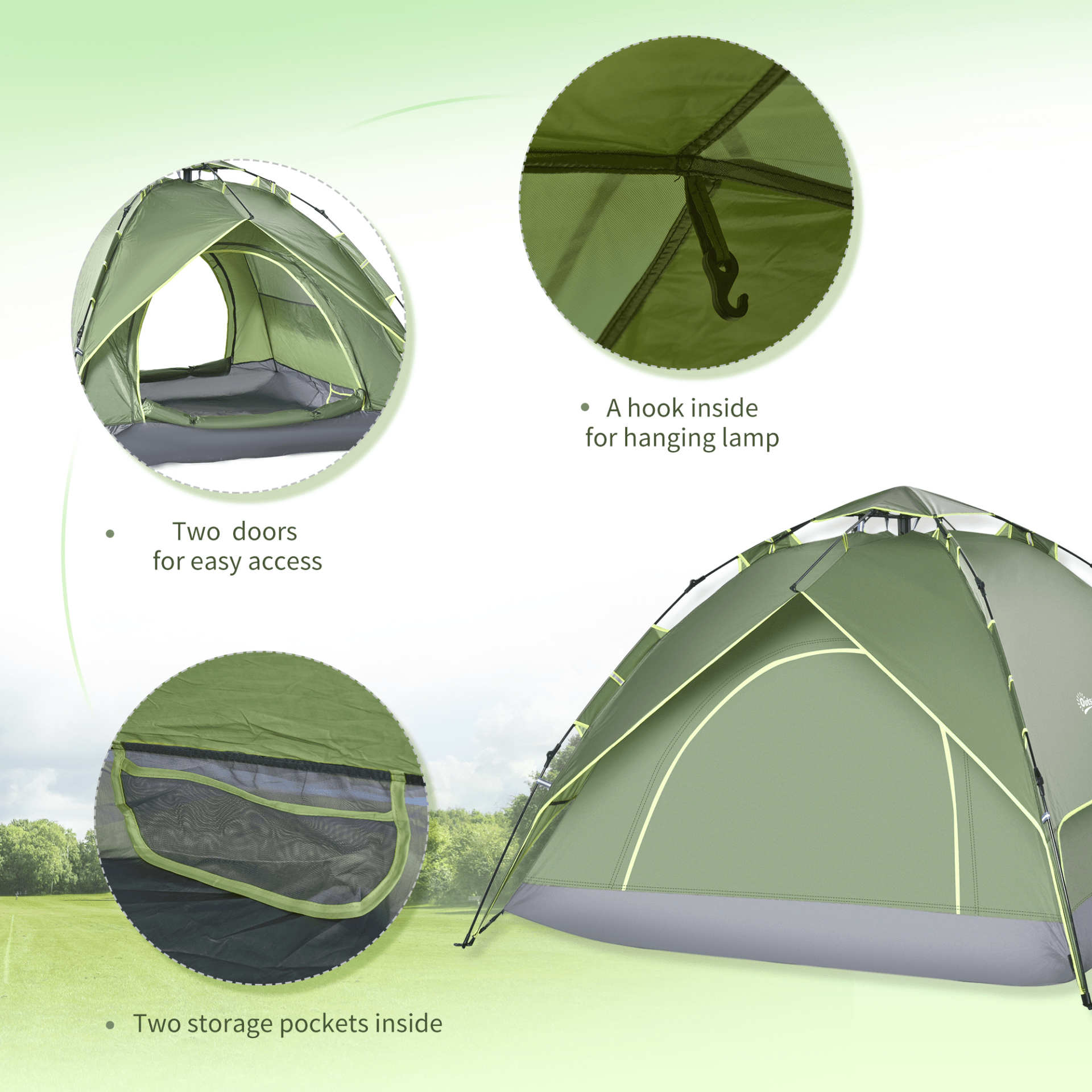 Outsunny 2 Person Pop Up Tent 2 Man Tent Cosy Camping Co.   