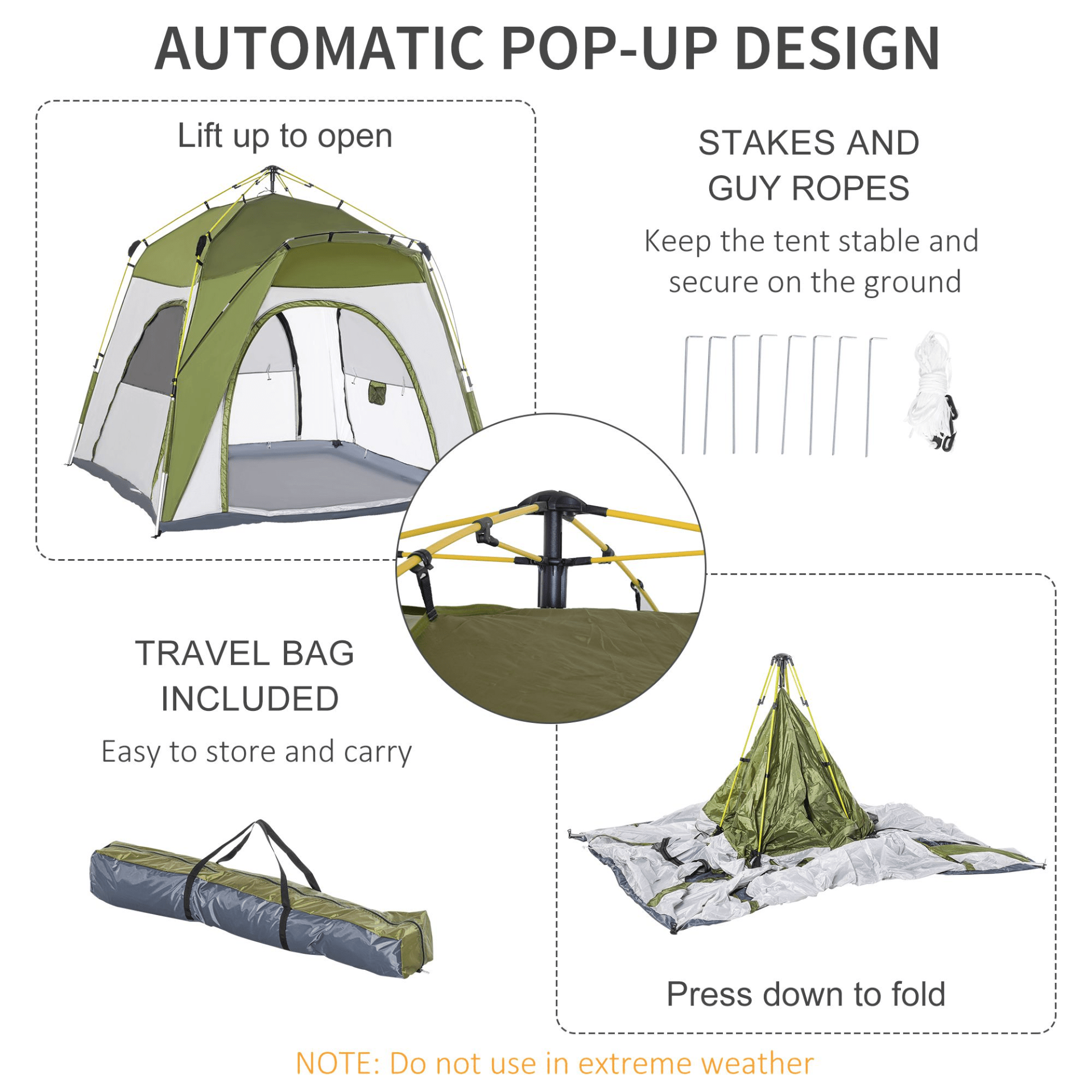 Outsunny 4 Person Automatic Camping Tent 4 Man Tent Cosy Camping Co.   