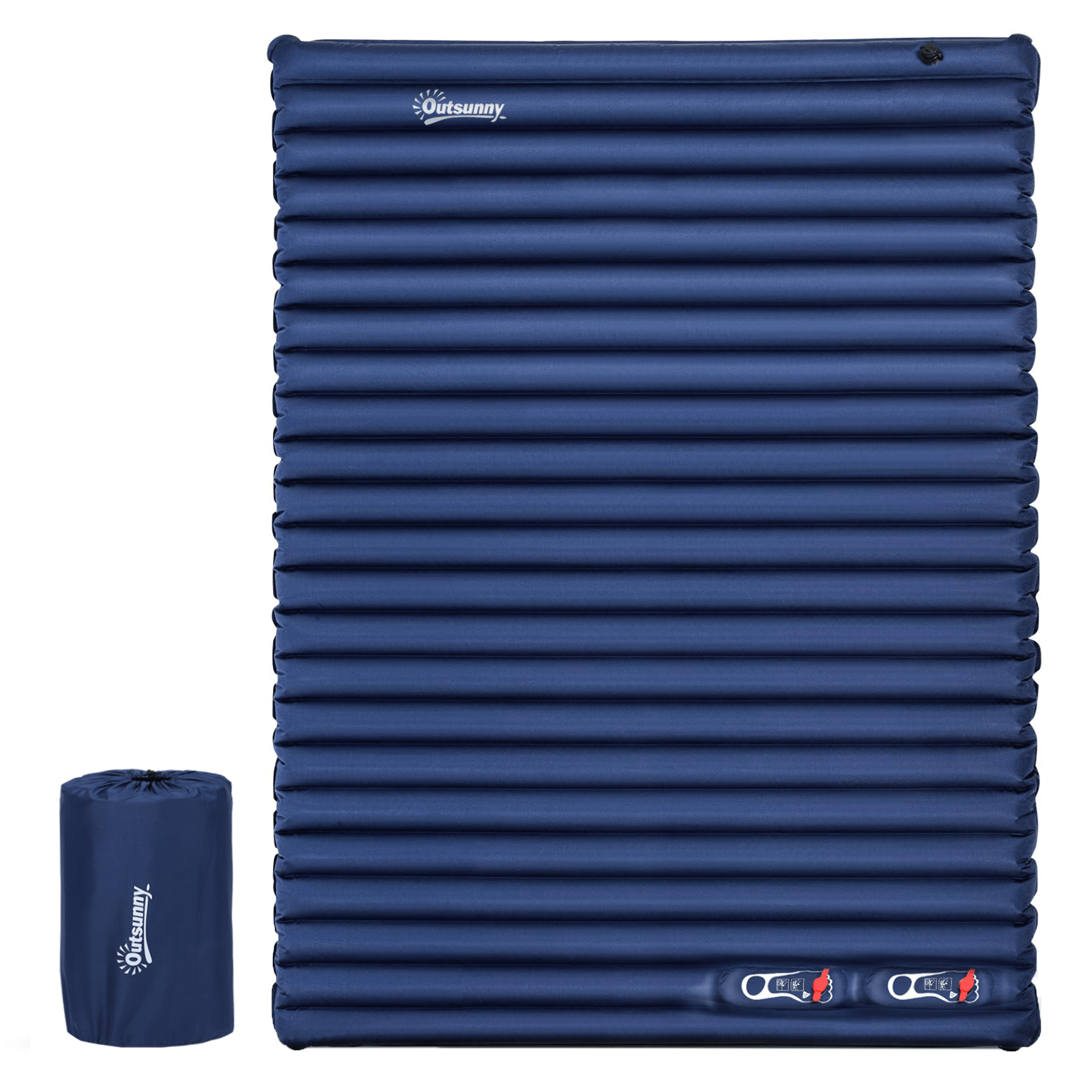 Outsunny 2 Person Camping Inflating Sleeping Mat Sleeping Mats and Airbeds Cosy Camping Co. Navy Blue  