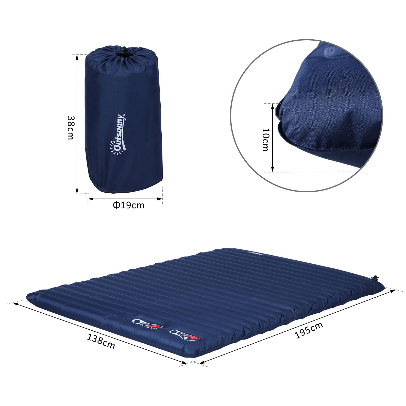 Outsunny 2 Person Camping Inflating Sleeping Mat Sleeping Mats and Airbeds Cosy Camping Co.   