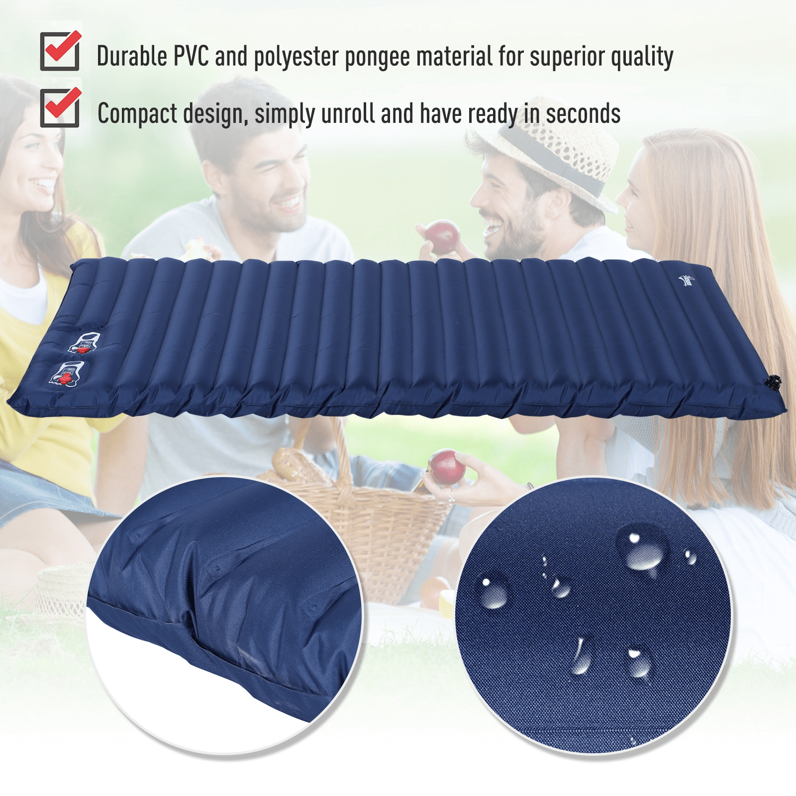 Outsunny 2 Person Camping Inflating Sleeping Mat Sleeping Mats and Airbeds Cosy Camping Co.   