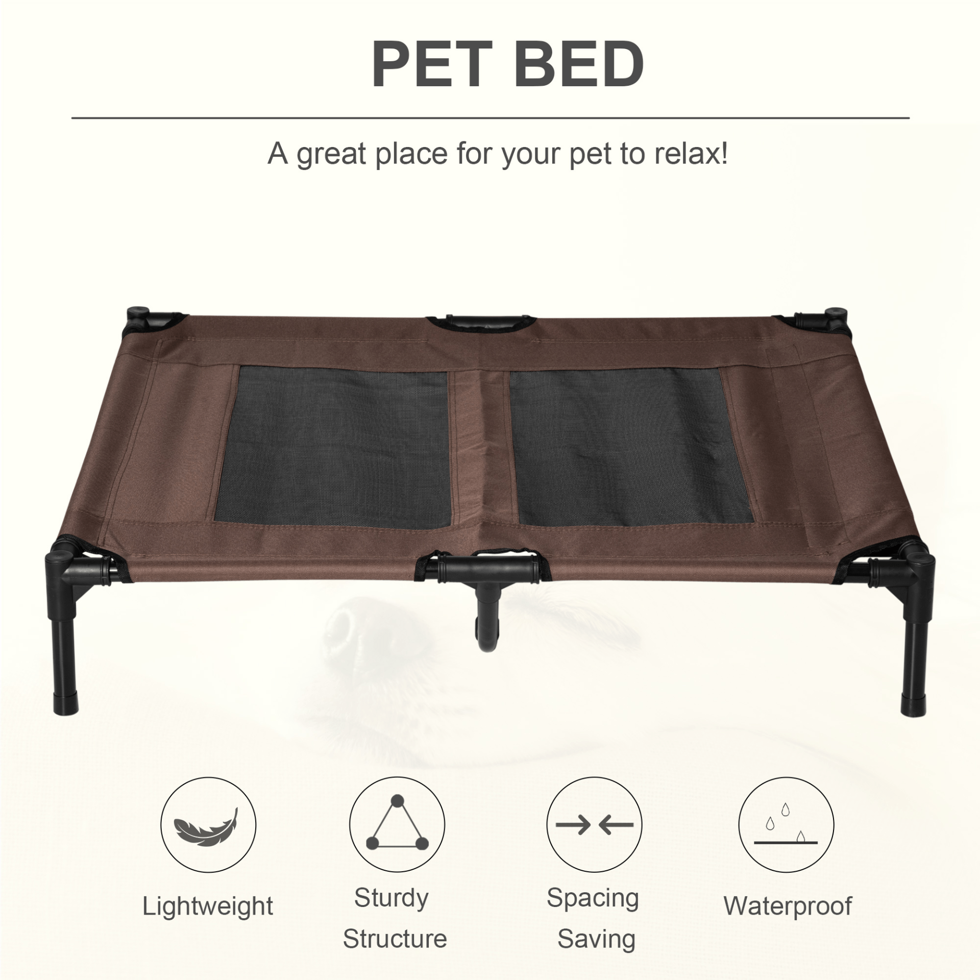 PawHut Large Raised Dog Bed Cat Elevated Cooling Portable Camping Basket Outdoor Indoor Mesh Pet Cot Metal Frame Camping Dog Bed Cosy Camping Co.   