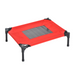 PawHut Raised Dog Bed Cat Elevated Lifted Portable Camping w/ Metal Frame Black and Red (Small) Sleeping Mats and Airbeds Cosy Camping Co. Red  