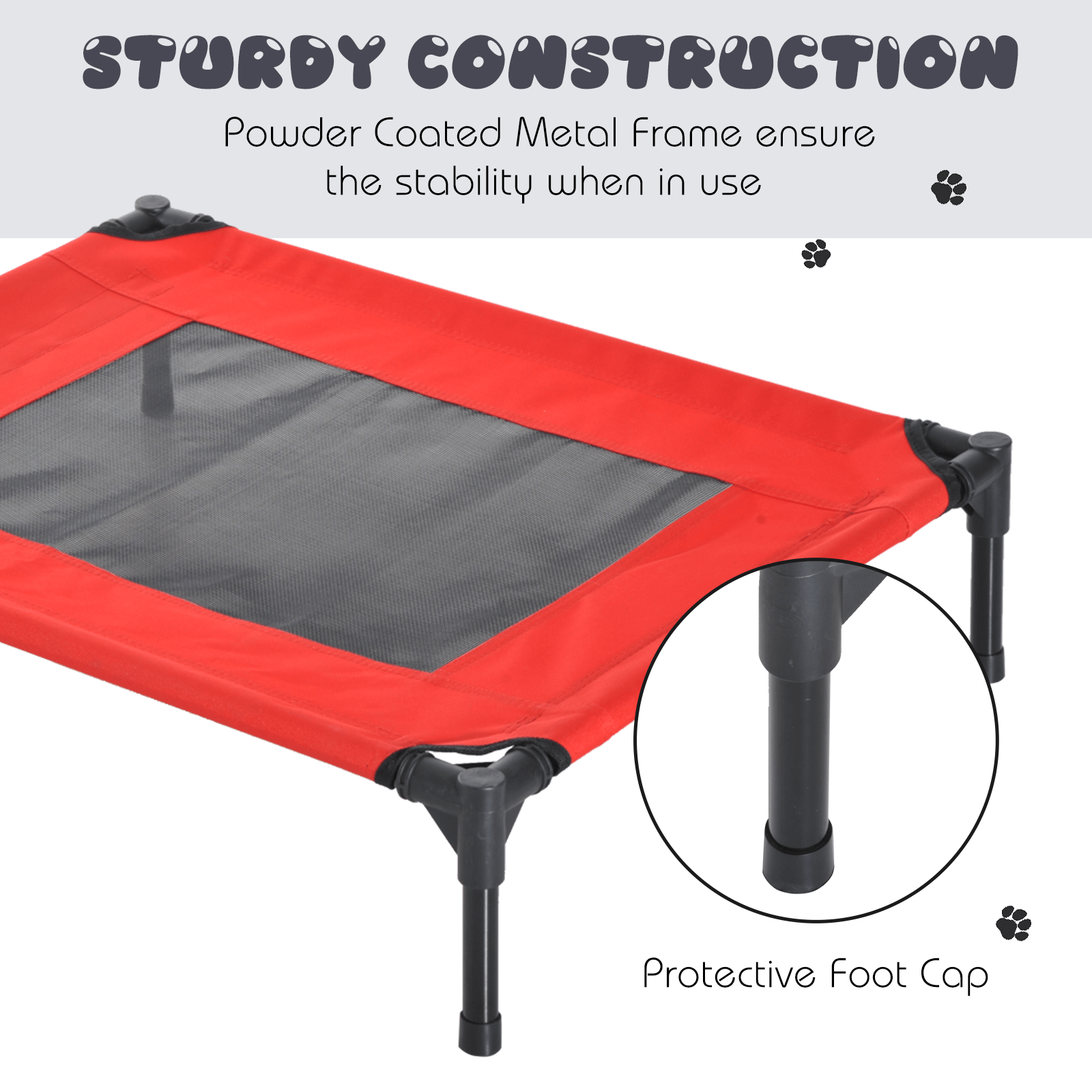 PawHut Raised Dog Bed Cat Elevated Lifted Portable Camping w/ Metal Frame Black and Red (Small) Sleeping Mats and Airbeds Cosy Camping Co.   