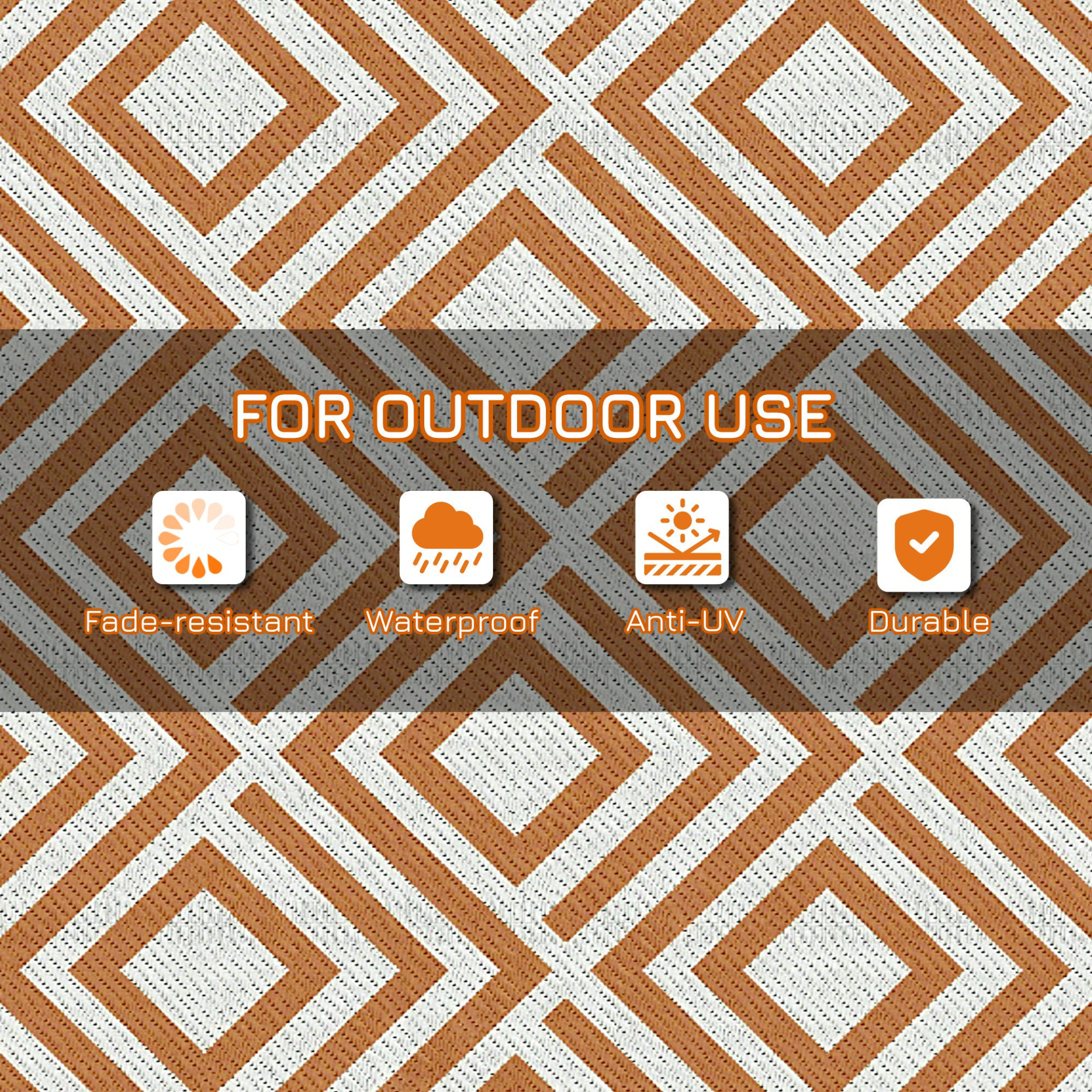 Outsunny Reversible Outdoor Rug with Carry Bag and Ground Stakes | Waterproof Straw Mat for Backyard, Deck, RV, Picnic, Beach, Camping | 182 x 274 cm | Brown & White Camping Floor Mat Cosy Camping Co.   