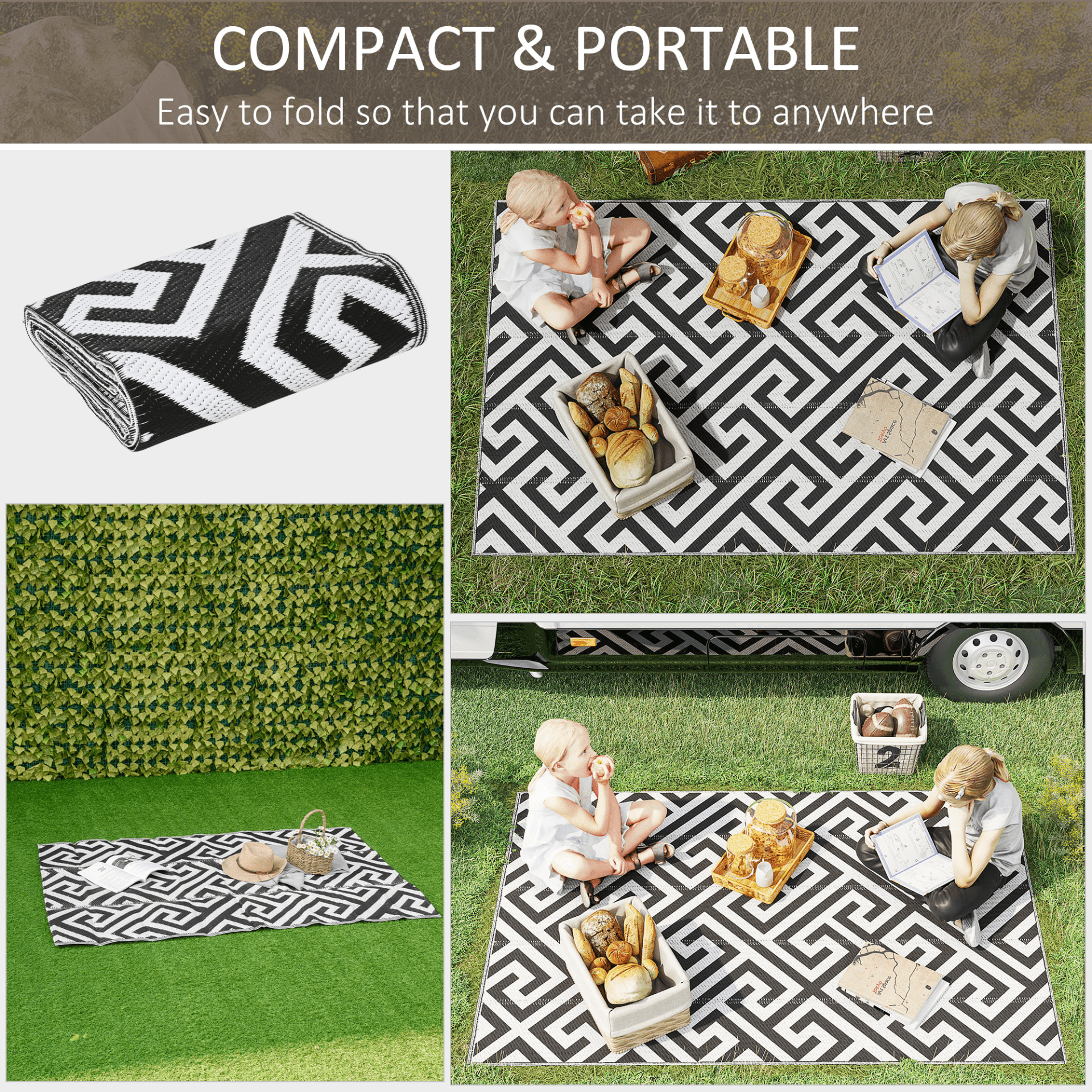 Outsunny 121 x 182 cm Outdoor Rug Camping Floor Mat Cosy Camping Co.   