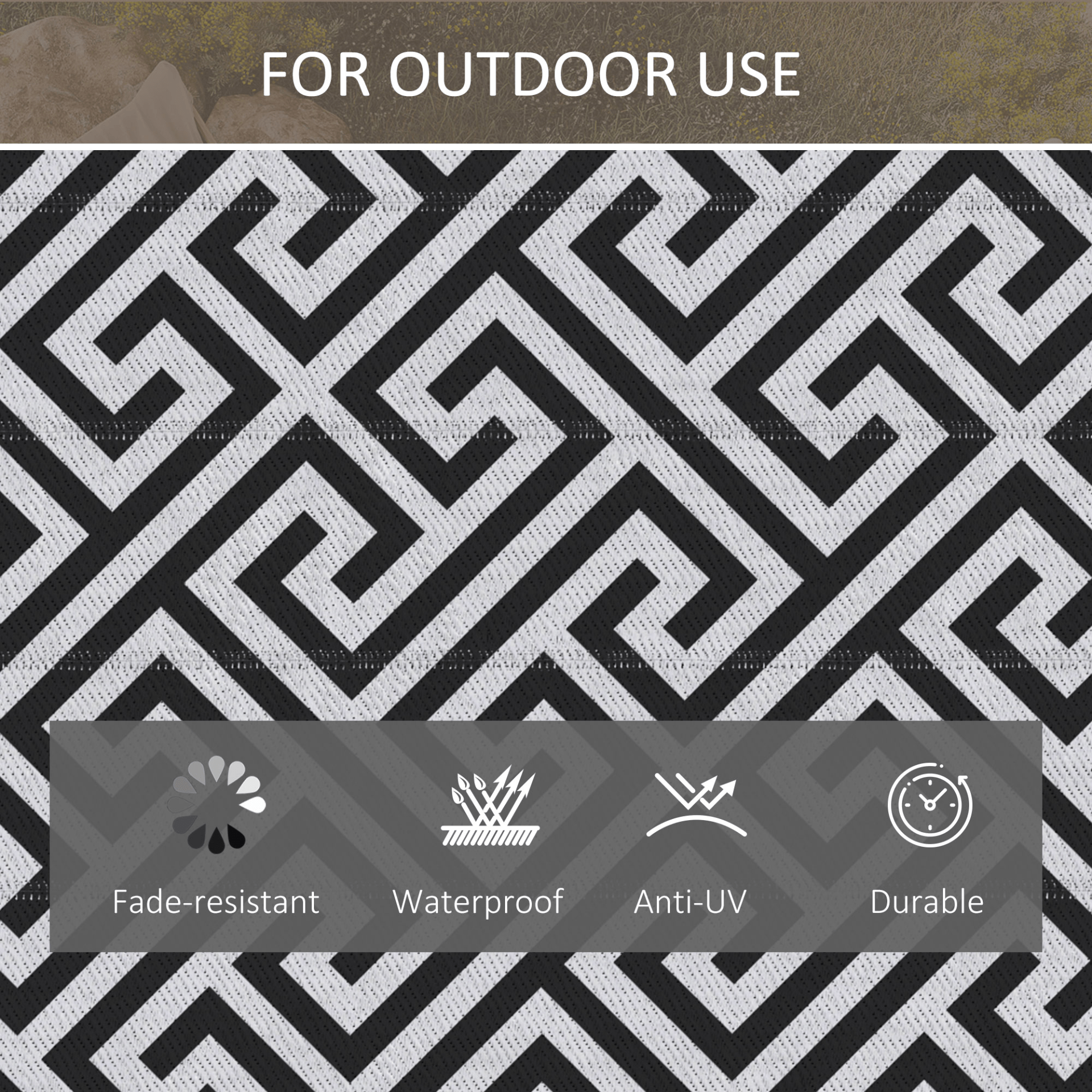 Outsunny 121 x 182 cm Outdoor Rug Camping Floor Mat Cosy Camping Co.   