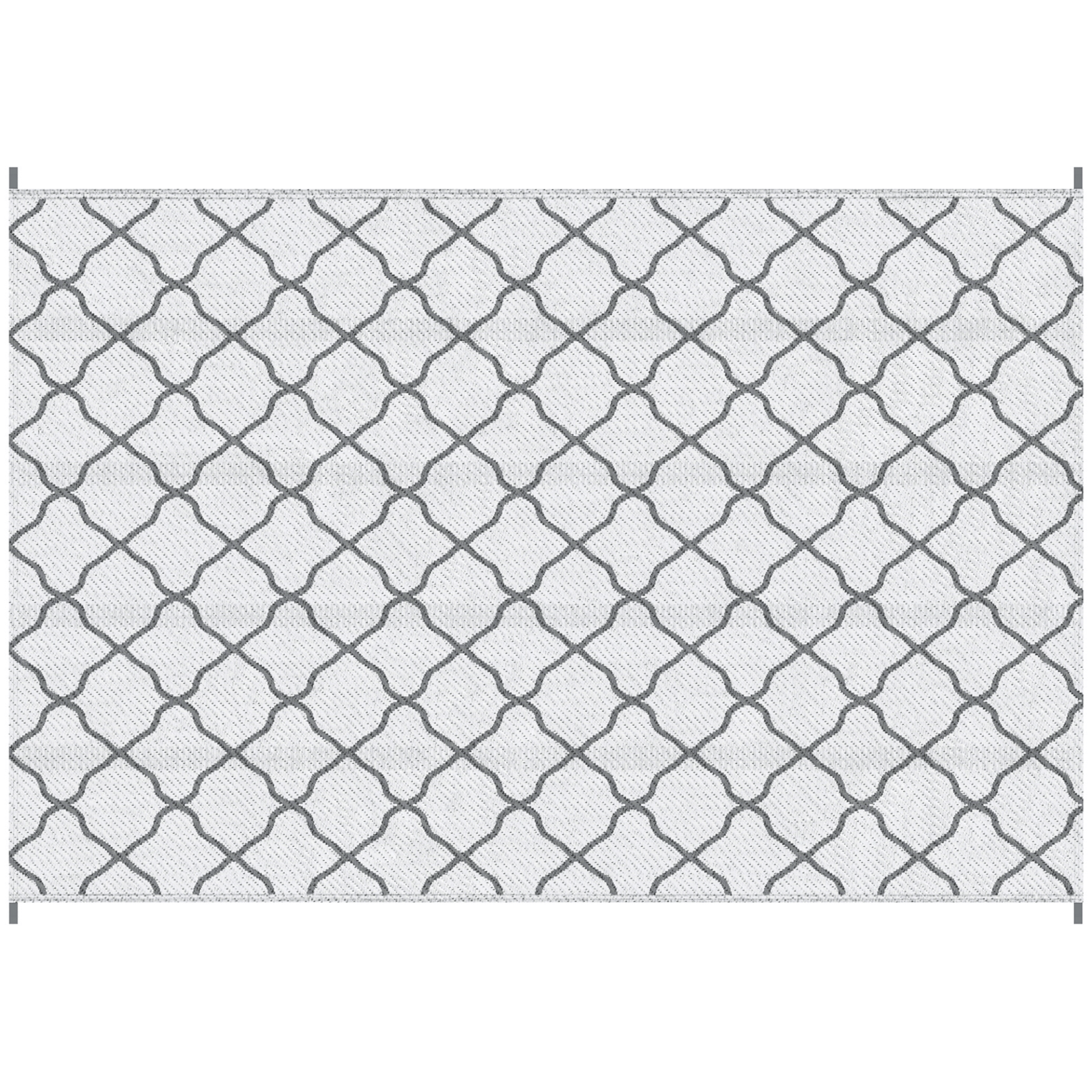 Outsunny Reversible Outdoor Rug - Waterproof Plastic Straw Mat with Carry Bag and Ground Stakes - Grey & White - 182 x 274 cm Camping Floor Mat Cosy Camping Co.   