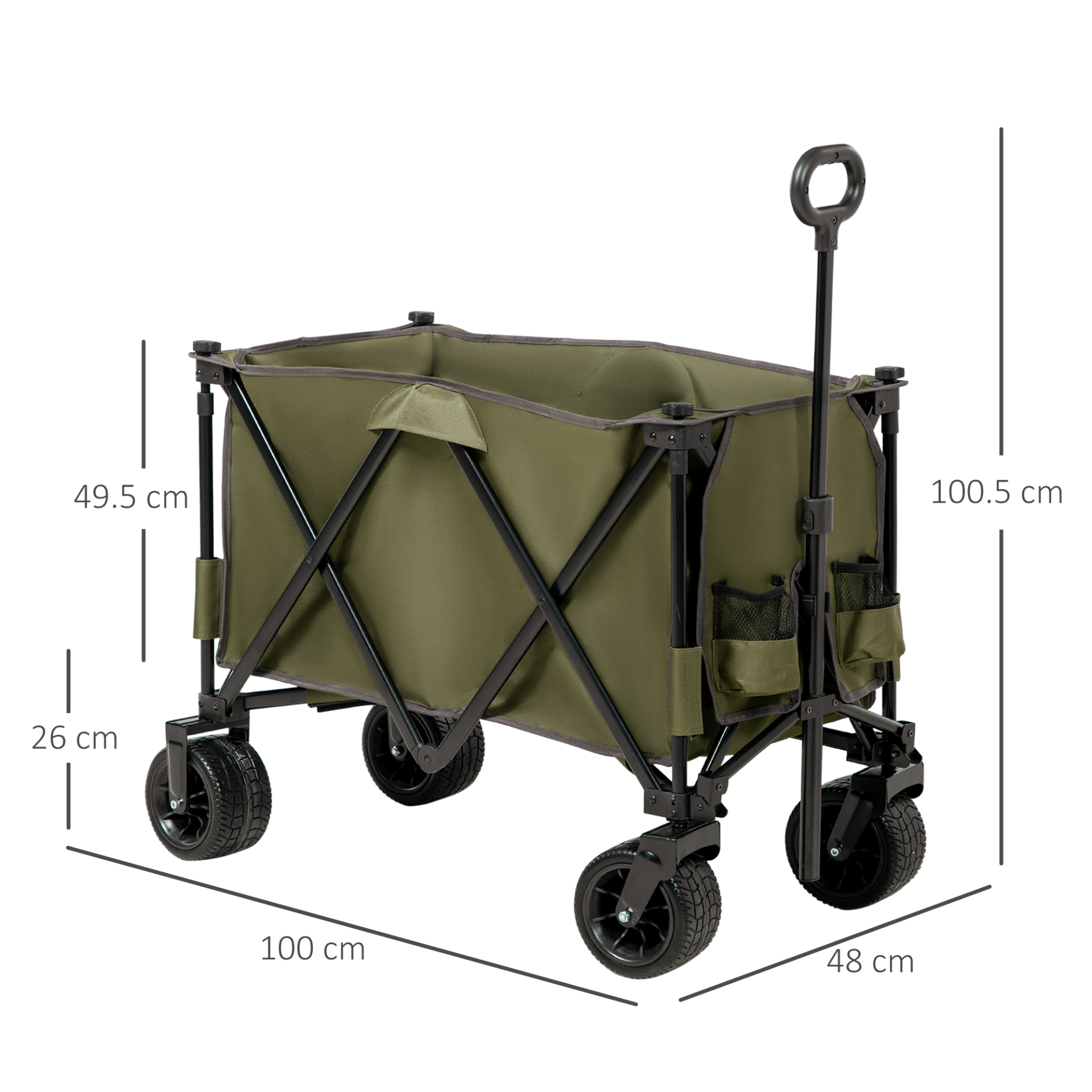 Outsunny Folding Garden Trolley Camping Trolley Cosy Camping Co.   