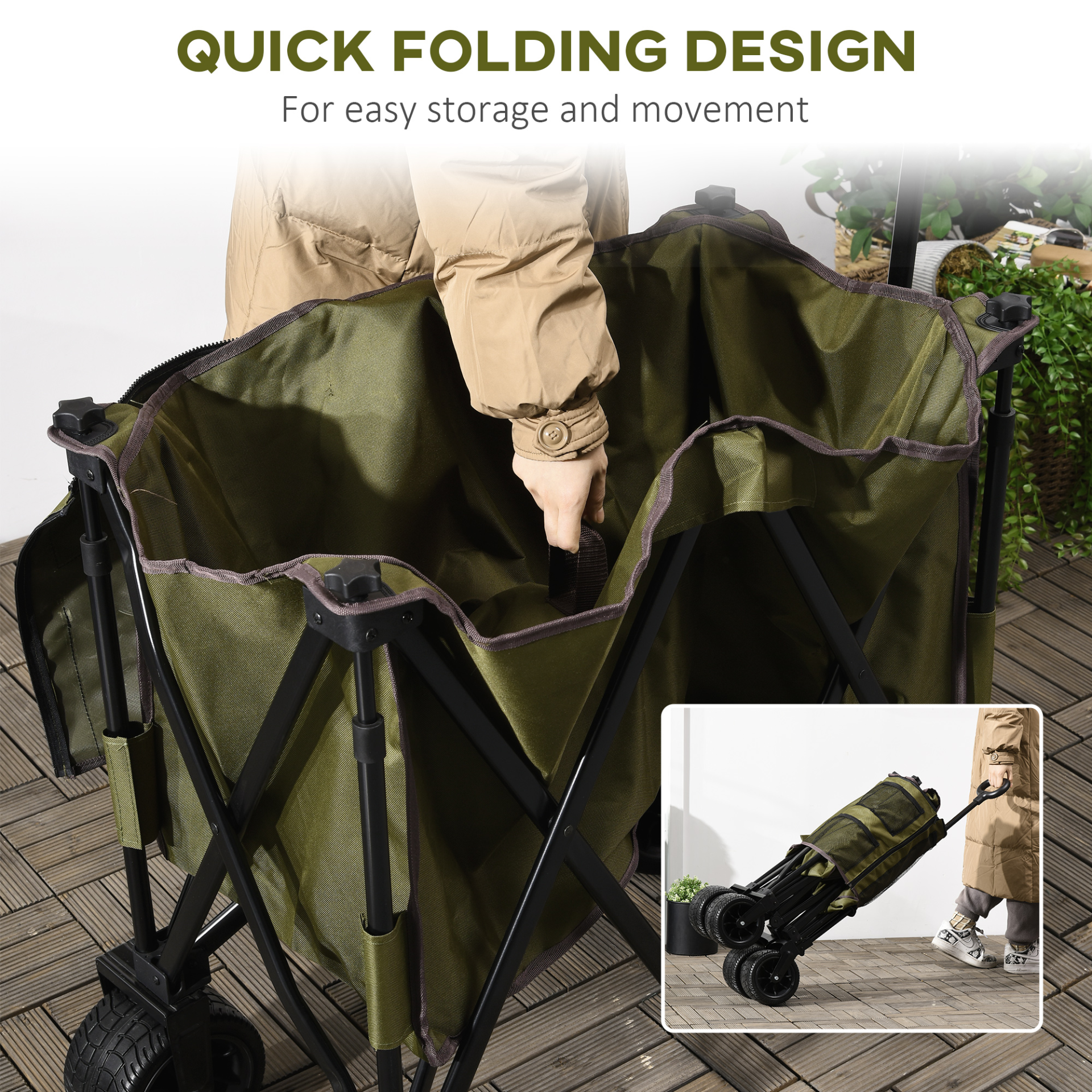 Outsunny Folding Garden Trolley Camping Trolley Cosy Camping Co.   