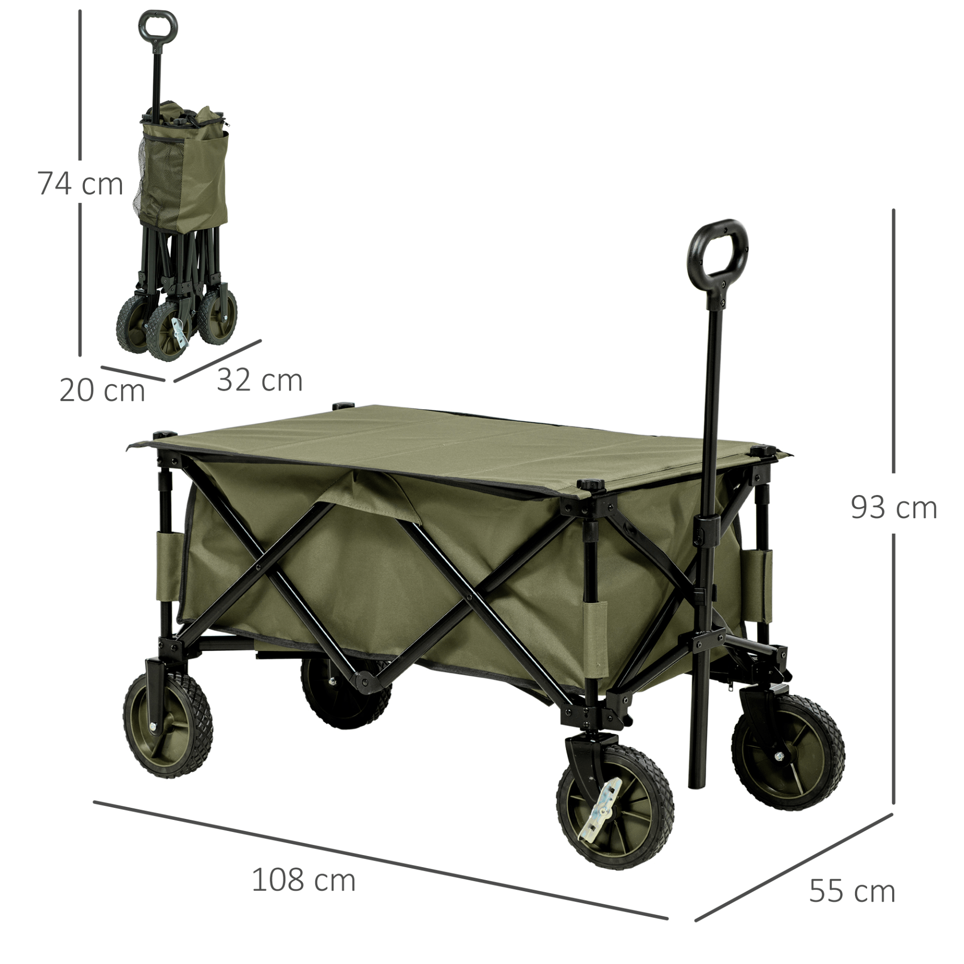 Outsunny Folding Garden Trolley Camping Trolley Cosy Camping Co.   