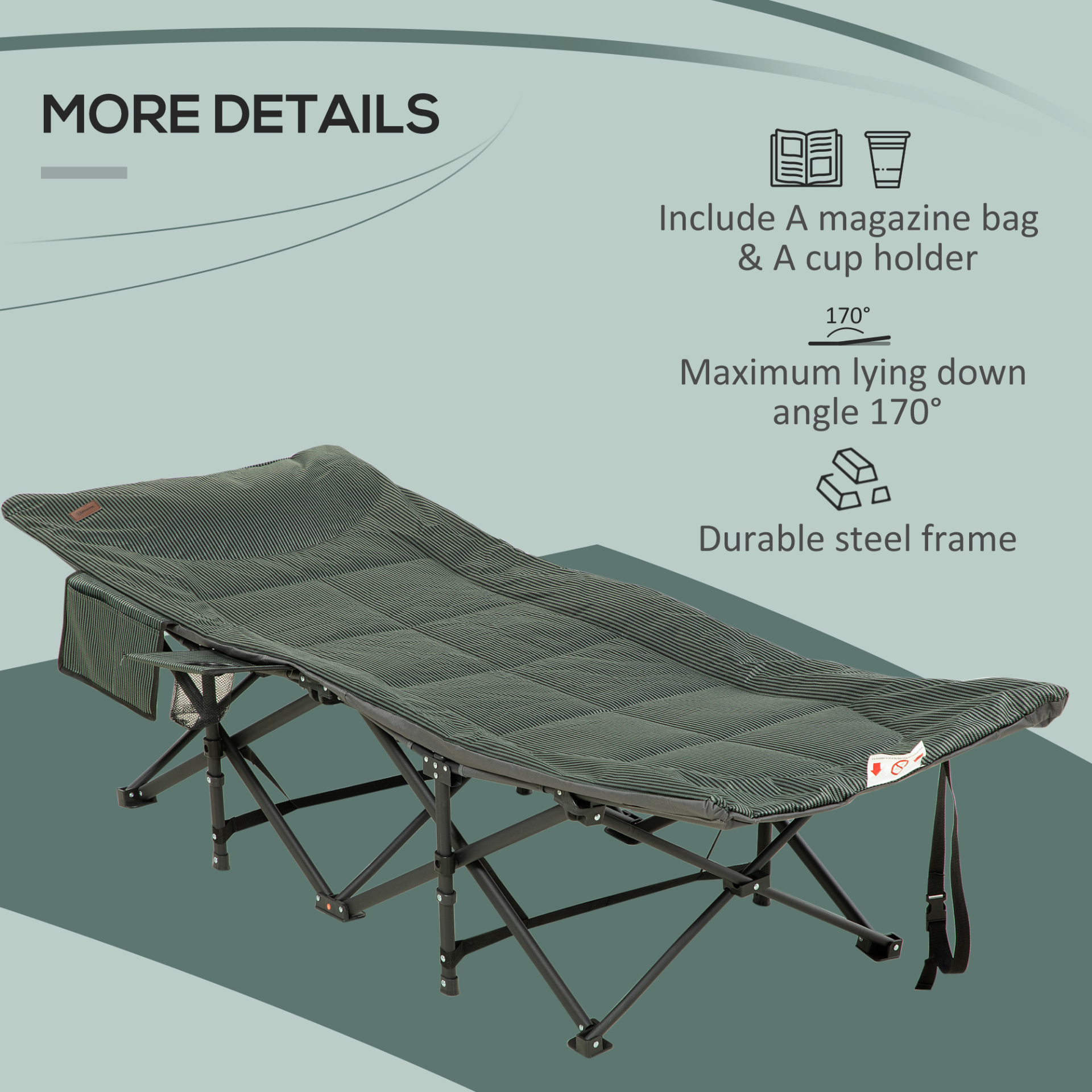 Outsunny Foldable Sun Lounger Camping Chair Cosy Camping Co.   