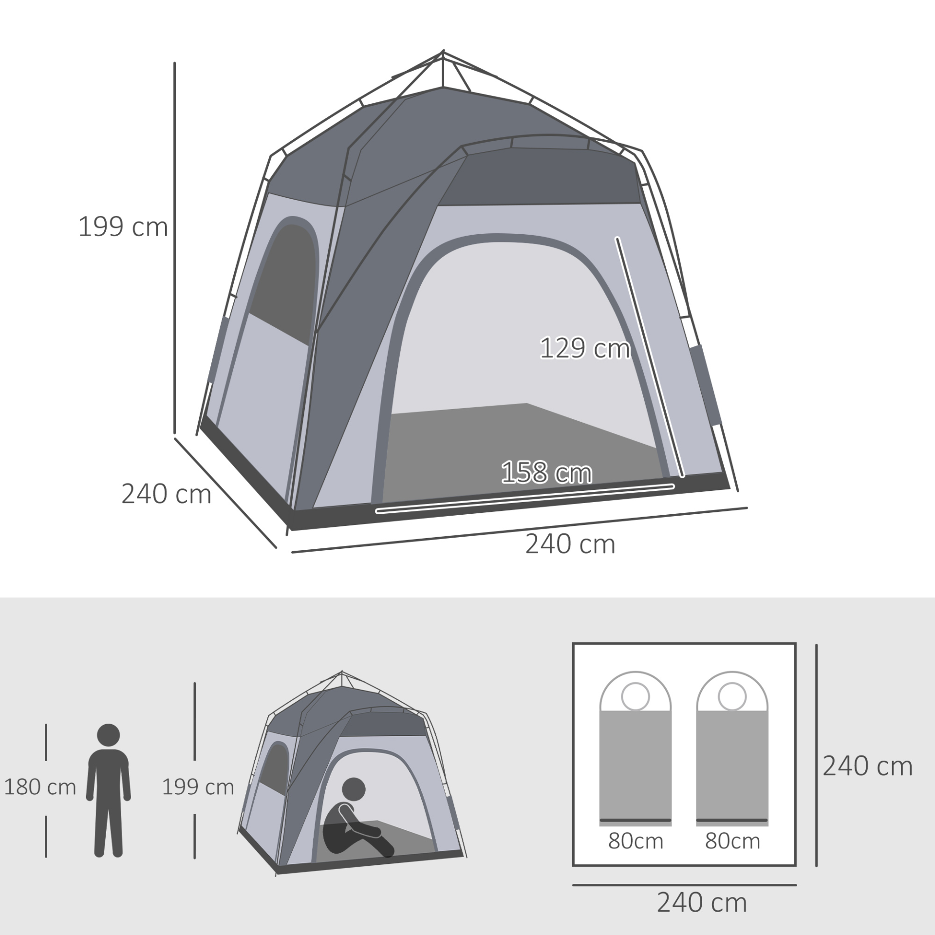 Outsunny 4 Person Automatic Camping Tent 4 Man Tent Cosy Camping Co.   