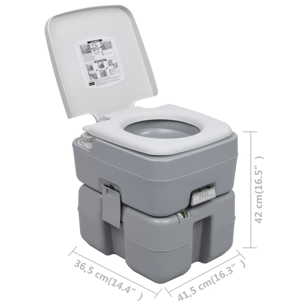 vidaXL Portable Camping Toilet Grey 20+10 L - Lightweight and Sturdy Design Portable Toilets Cosy Camping Co.   