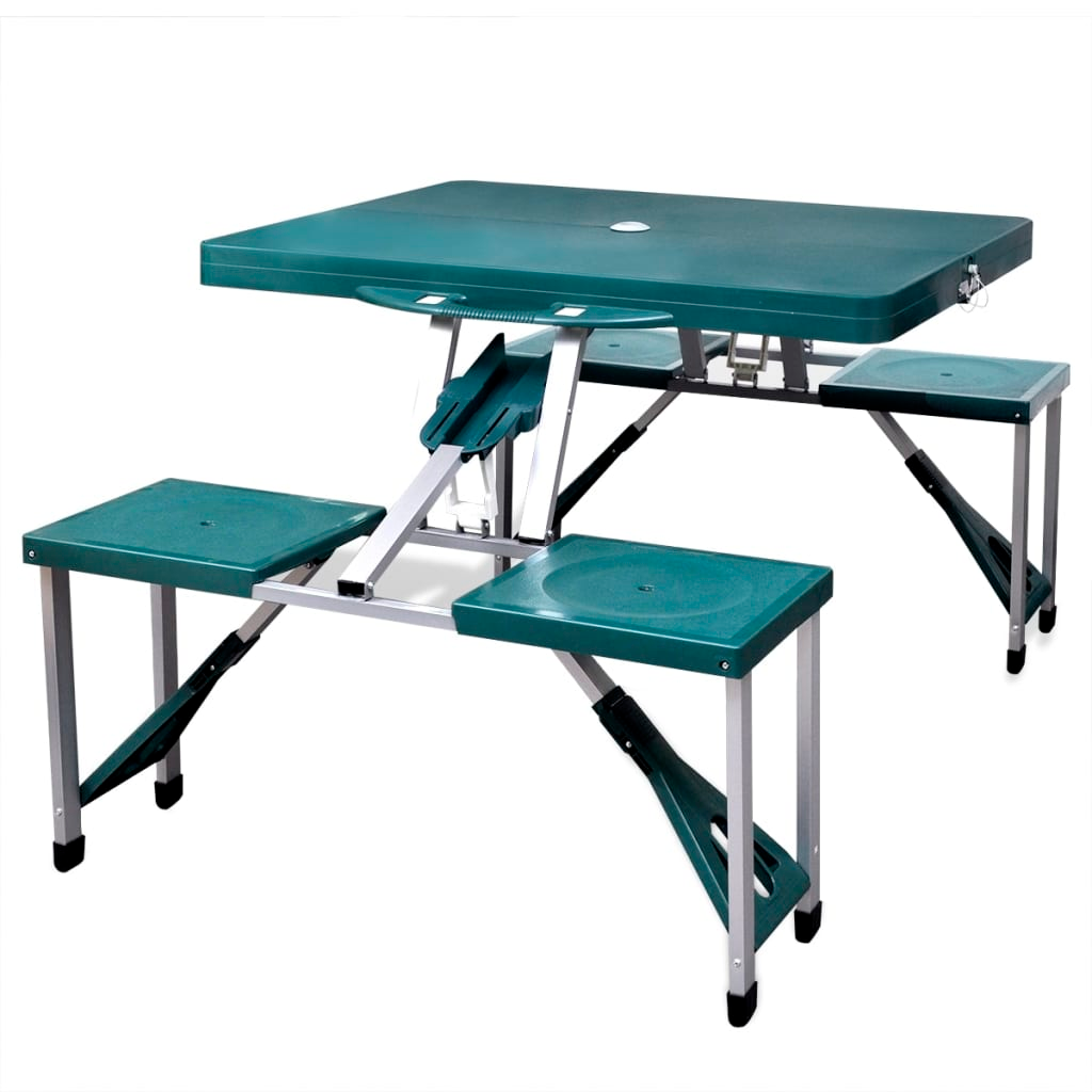 Foldable Camping Table Set with 4 Stools Camping Table Cosy Camping Co. Green  