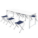 Foldable Camping Table Set with 6 Stools Camping Table Cosy Camping Co. White  