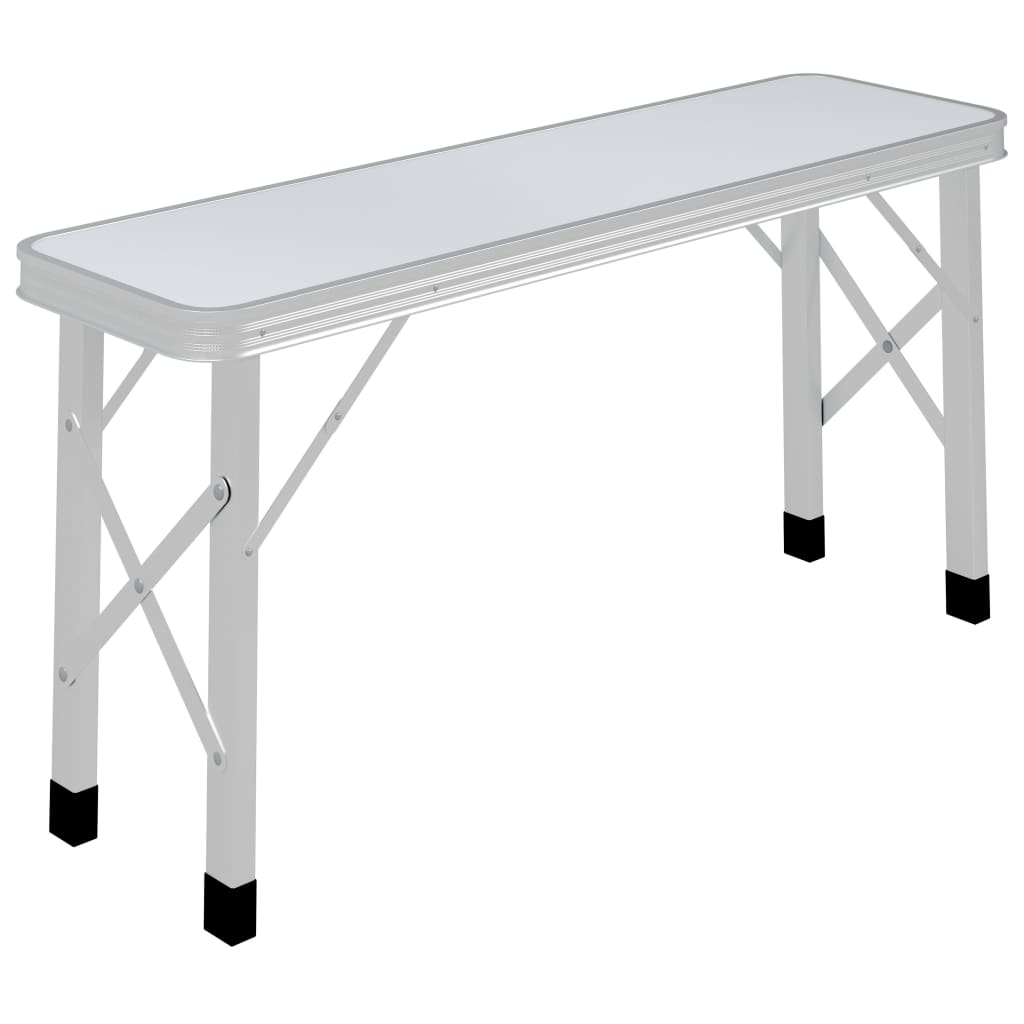 vidaXL Folding Camping Table with 2 Benches Aluminium White - Lightweight and Foldable Camping Table Cosy Camping Co.   