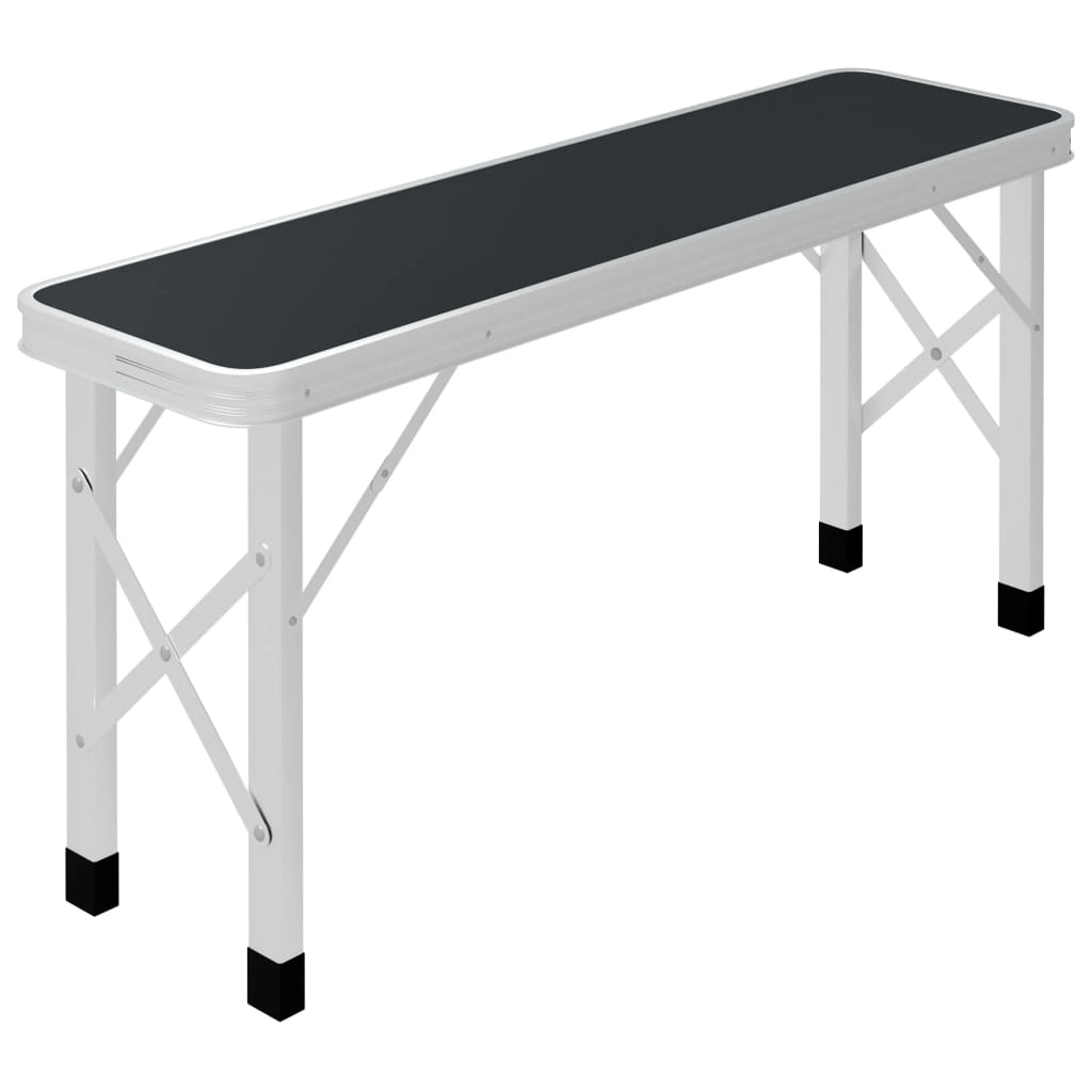 vidaXL Folding Camping Table with 2 Benches - Aluminium Grey Camping Table Cosy Camping Co.   
