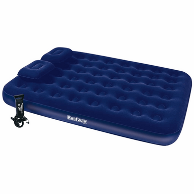 Bestway Inflatable Flocked Airbed with Pillow and Air Pump Sleeping Mats and Airbeds Cosy Camping Co. Blue  