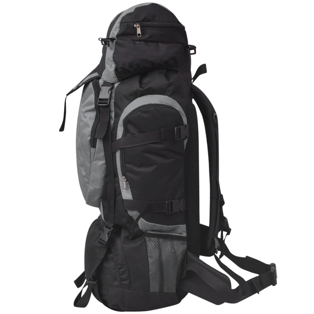 vidaXL Hiking Backpack XXL 75L Black and Grey - Durable and Water Repellant Rucksack Cosy Camping Co.   