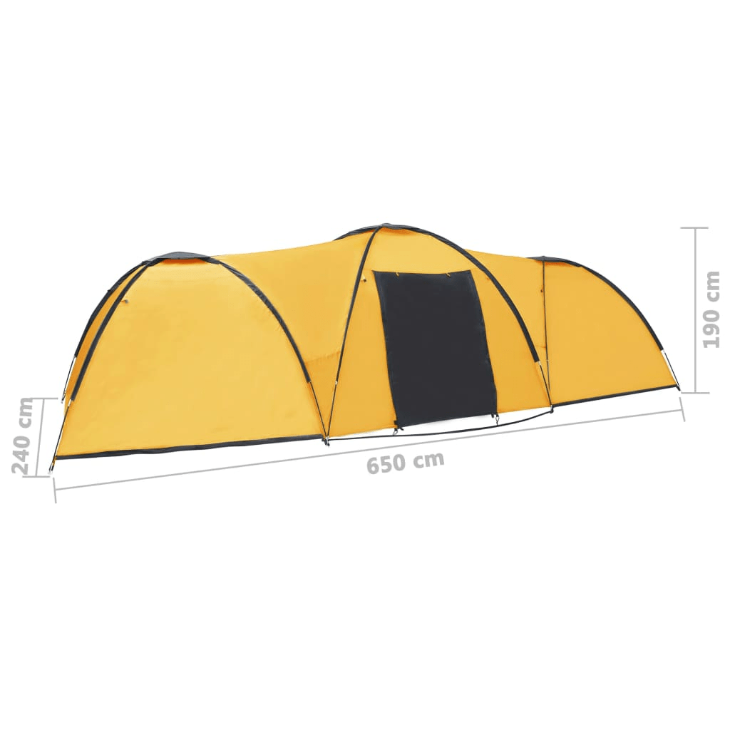 vidaXL Camping Igloo Tent 650x240x190 cm - Yellow, Spacious, Durable, and Well-Ventilated 8 Man Tent Cosy Camping Co.   