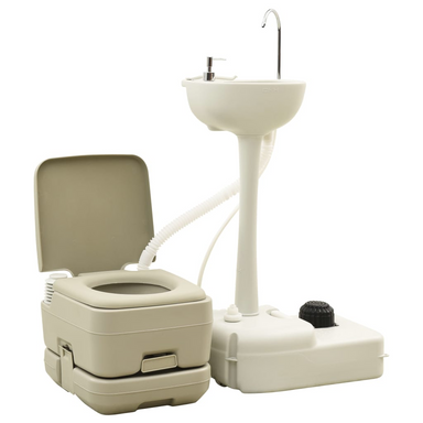 vidaXL Portable Camping Toilet 10+10L and Handwash Stand 20L Set Grey - Convenient and Comfortable Camping Essentials Portable Toilets Cosy Camping Co.   