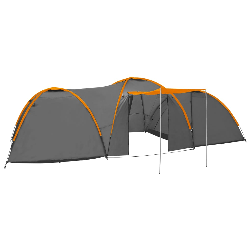 vidaXL Camping Igloo Tent 650x240x190 cm - Grey and Orange 8 Man Tent Cosy Camping Co. Grey  
