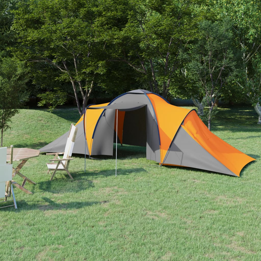 vidaXL Camping Tent 6 Persons Grey and Orange - Spacious, Easy to Set Up, and Weather Resistant 6 Man Tent Cosy Camping Co. Grey  