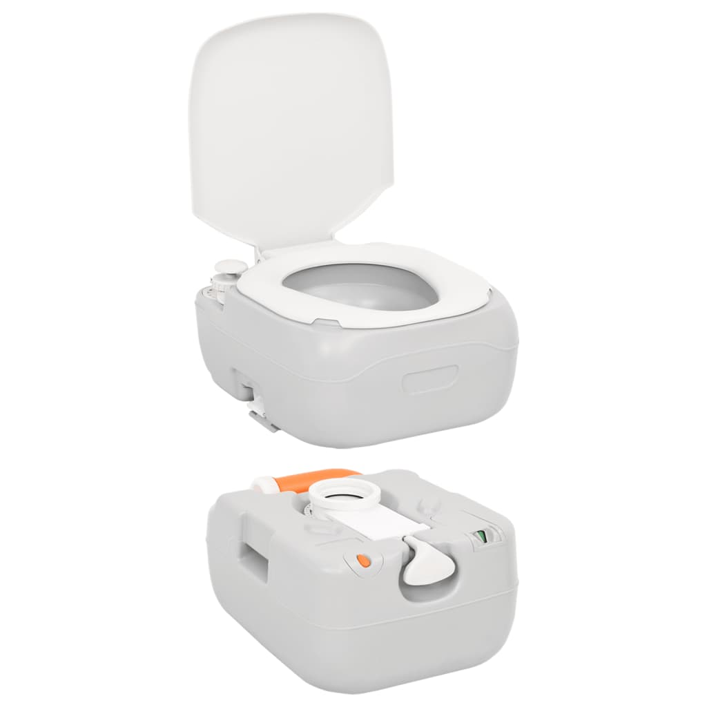 vidaXL Portable Camping Toilet Grey and White 22+12 L HDPE - Durable and Compact Portable Toilets Cosy Camping Co.   