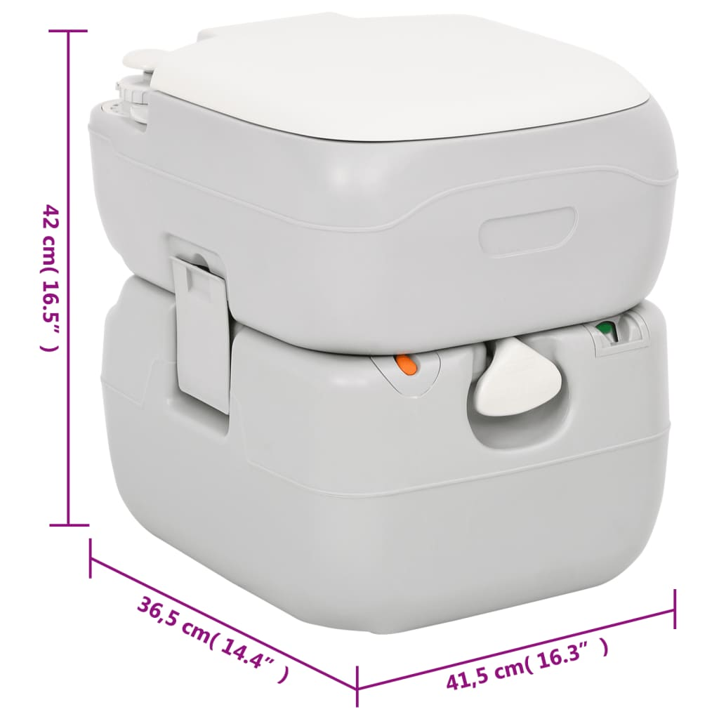 vidaXL Portable Camping Toilet Grey and White 22+12 L HDPE - Durable and Compact Portable Toilets Cosy Camping Co.   