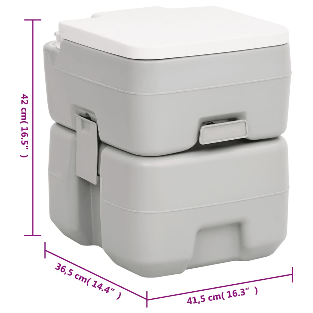 vidaXL Portable Camping Toilet Grey and White 20+10 L HDPE - Lightweight and Durable Portable Toilets Cosy Camping Co.   