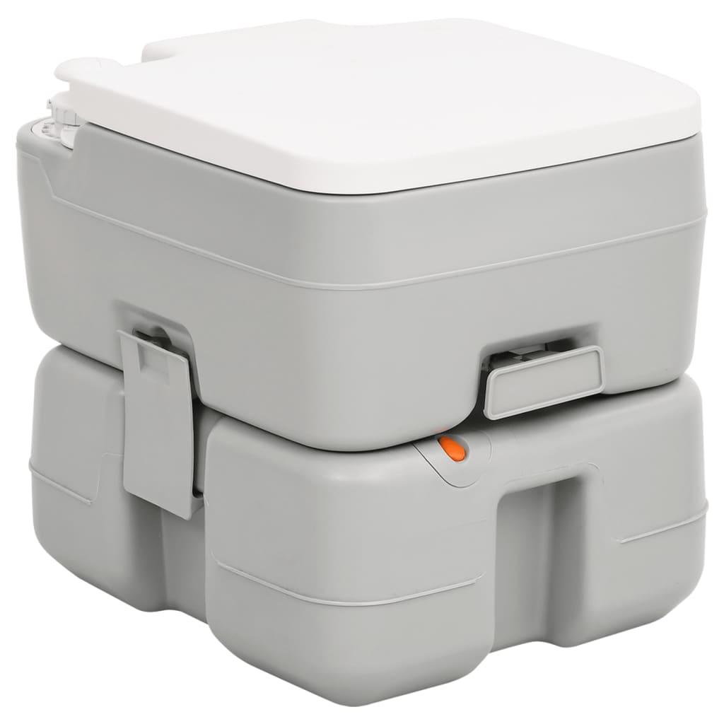 vidaXL Portable Camping Toilet Grey and White 15+10 L HDPE - Compact and Lightweight Design Portable Toilets Cosy Camping Co.   