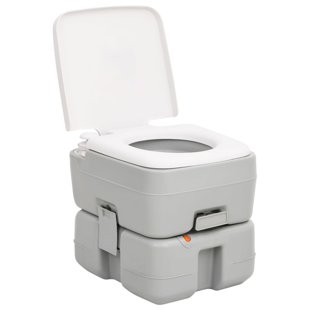 vidaXL Portable Camping Toilet Grey and White 15+10 L HDPE - Compact and Lightweight Design Portable Toilets Cosy Camping Co.   