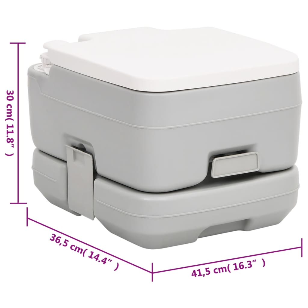 vidaXL Portable Camping Toilet Grey and White 10+10 L HDPE Portable Toilets Cosy Camping Co.   