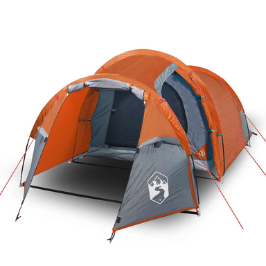 vidaXL Camping Tent Tunnel 3-Person - Grey and Orange - Waterproof 3 Man Tent Cosy Camping Co.   