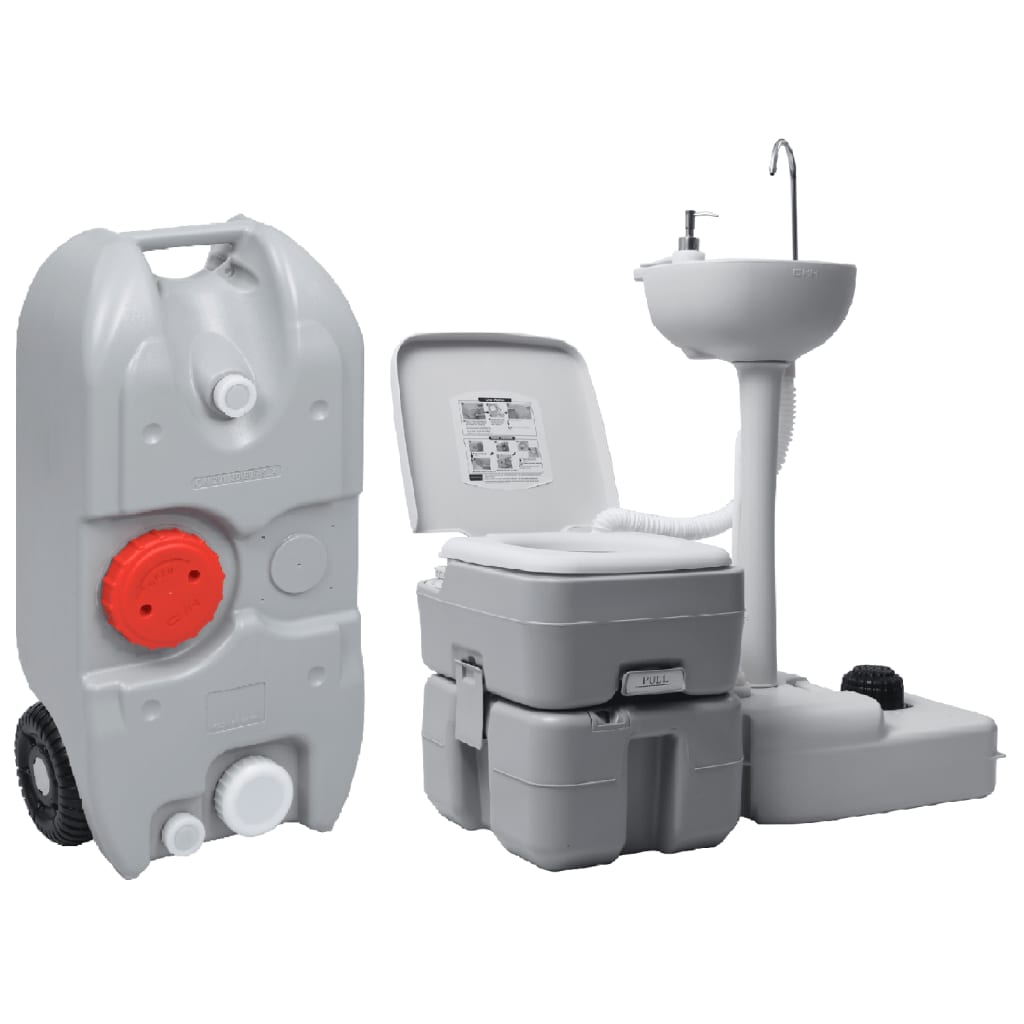 vidaXL Portable Camping Toilet and Handwash Stand Set with Water Tank - Convenient and Hygienic Solution for Outdoor Activities Portable Toilets Cosy Camping Co.   