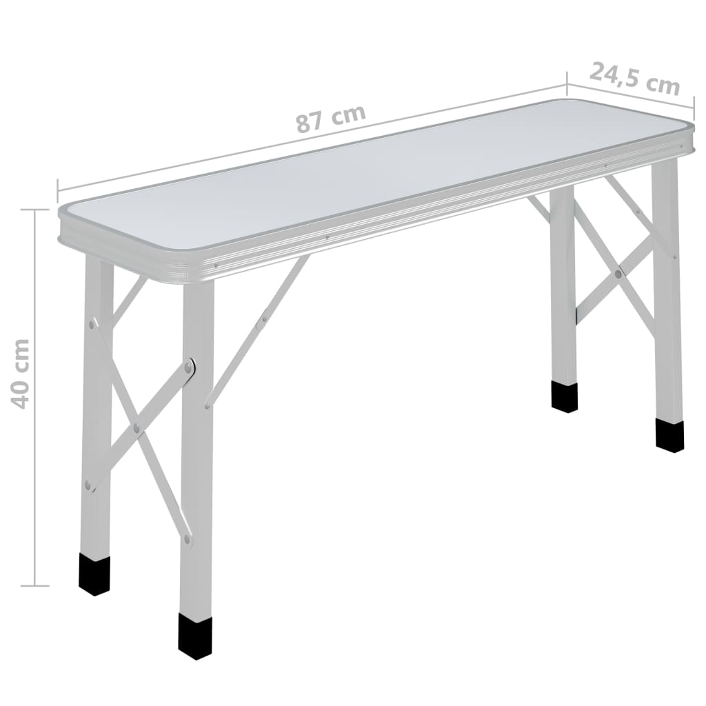 vidaXL Folding Camping Table with 2 Benches Aluminium White - Lightweight and Foldable Camping Table Cosy Camping Co.   